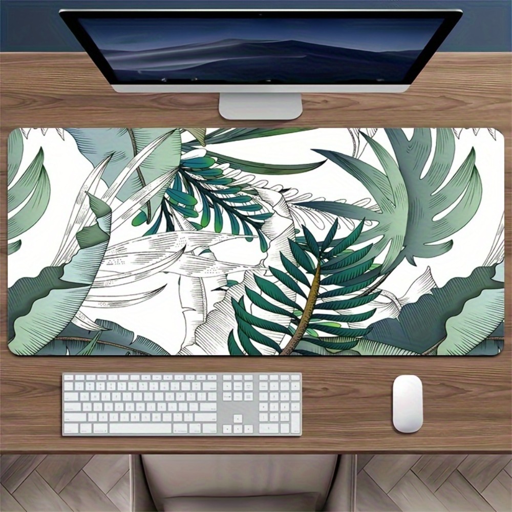 Desk Setup With Plants - Tropical plant pattern, anti-slip bottom lining,