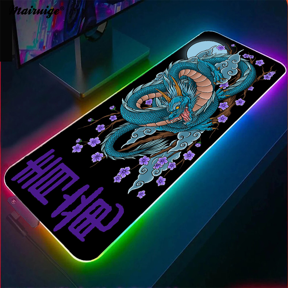 Desk Setup Gadgets - Black Dragon Mouse Pad 900x400 Desk
