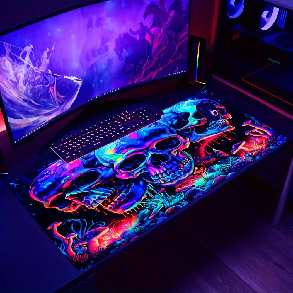 Desk Setup Gadgets - Graffiti Art Skull Mouse Pad 90x40cm