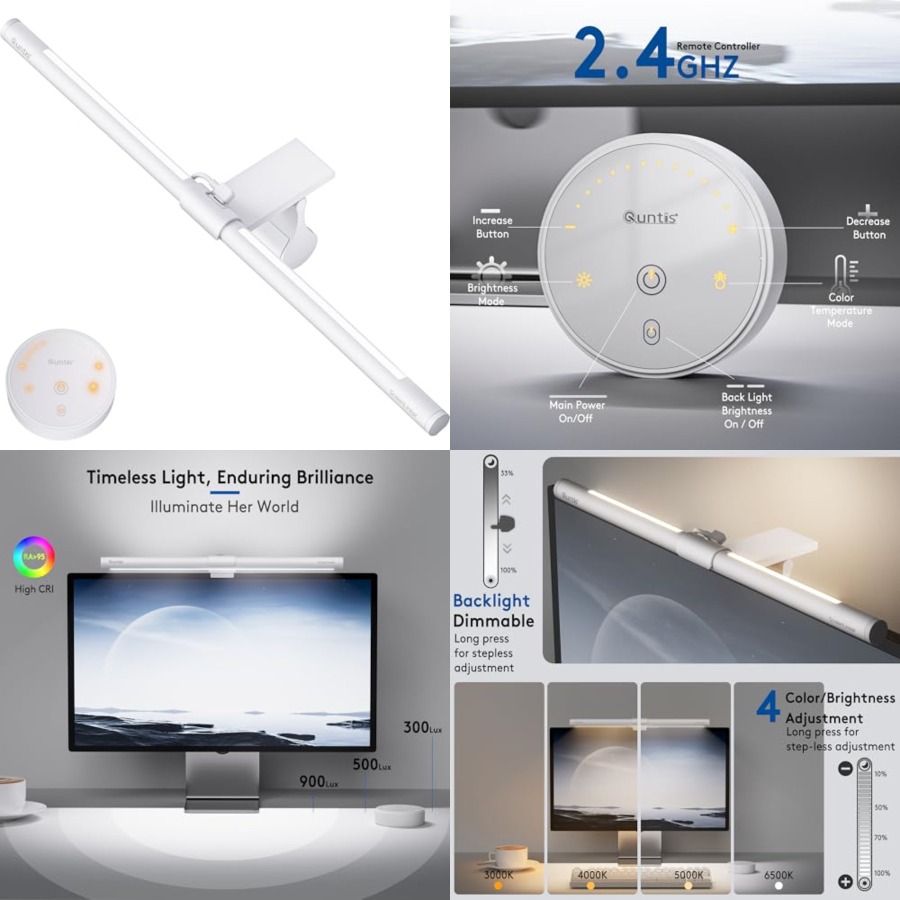 Setup Desk Monitor - Monitor Light Bar with Remote, Eye-Care