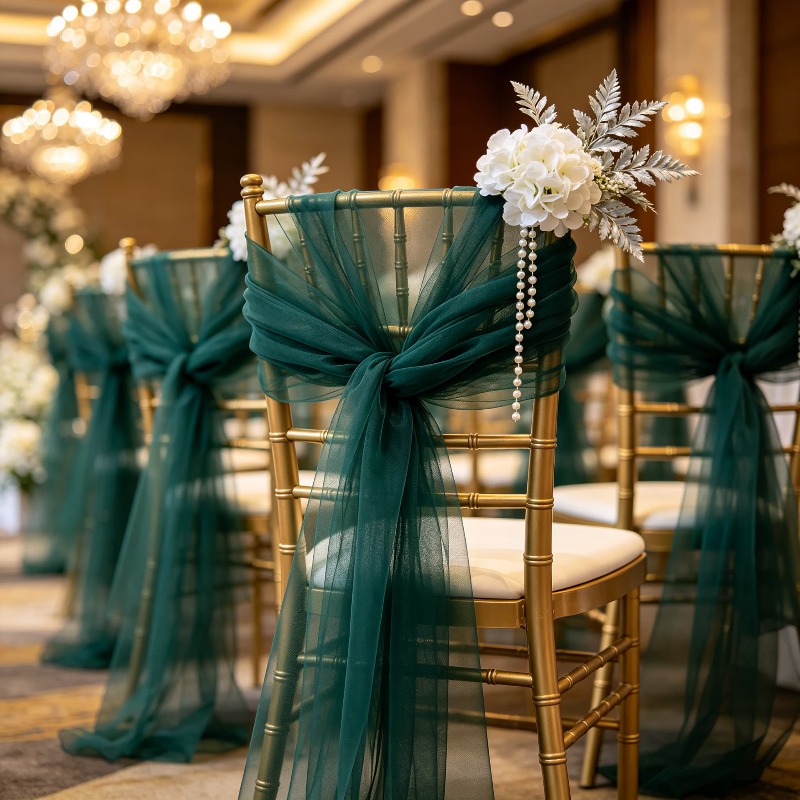 Desk Setup Dark - Dark Green Sheer Tulle Fabric Roll