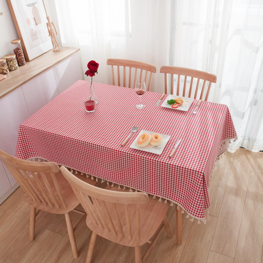 Desk Setup Wallpaper - Pastoral Red and White Plaid Tablecloth