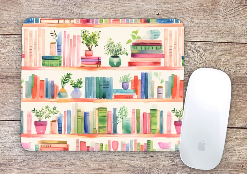 Desk Setup With Plants - Plant Books Mouse Pad Home Office