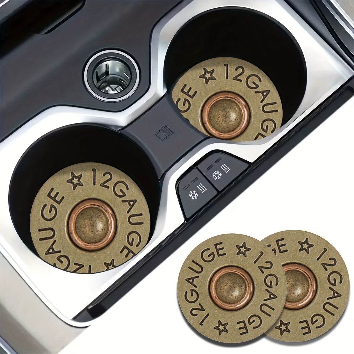 Desk Setup Ergonomic - 2-Pack Bullet-Shaped Design Car Cup Mats,