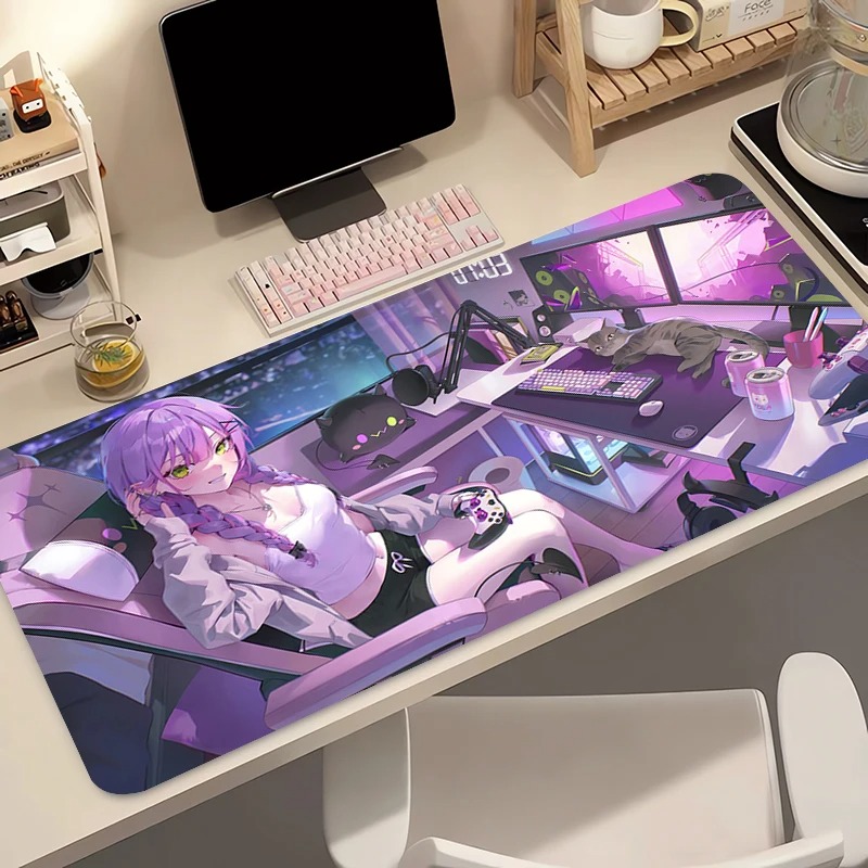 Desk Setup Dark - Large Waifu 90x40cm Dark Angel Streamer