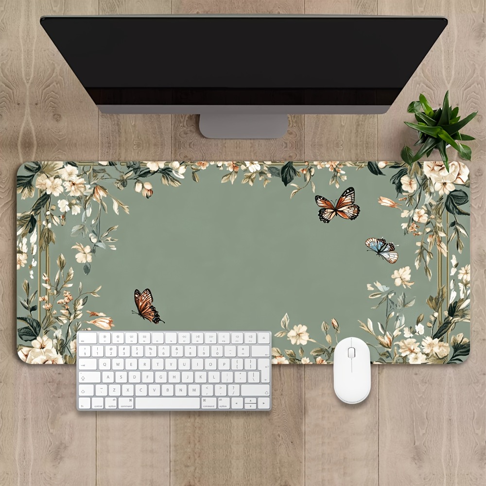 Desk Setup With Plants - Plant table mat with butterfly pattern
