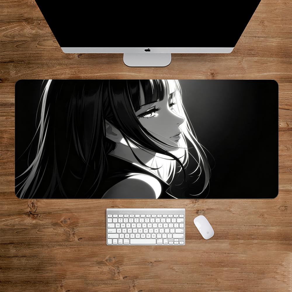 Desk Setup Gaming And Work - Dark Anime Girl Mouse Pad Desk