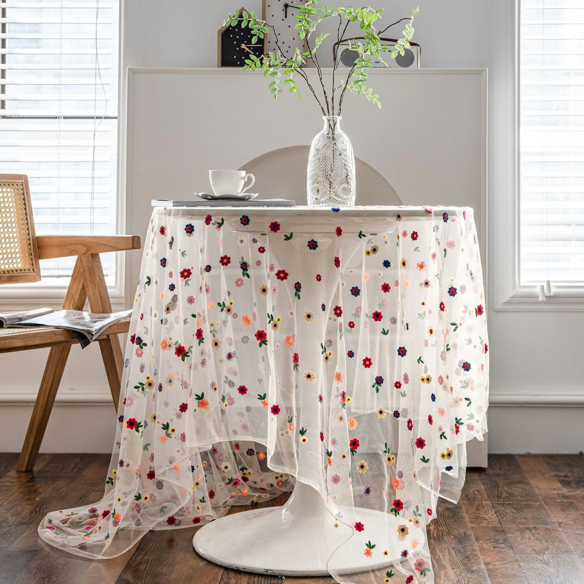 Desk Setup Wallpaper - Christmas Transparent Lace Tablecloth White Rectangular
