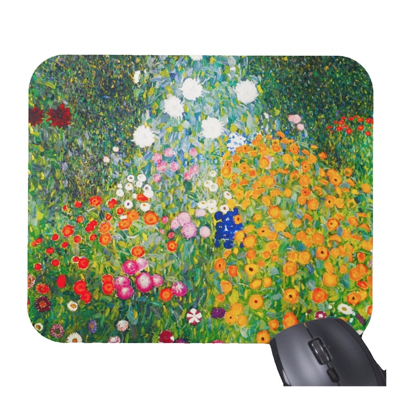 Desk Setup Gadgets - Gustav Klimt Flowers Floral Mouse Pad
