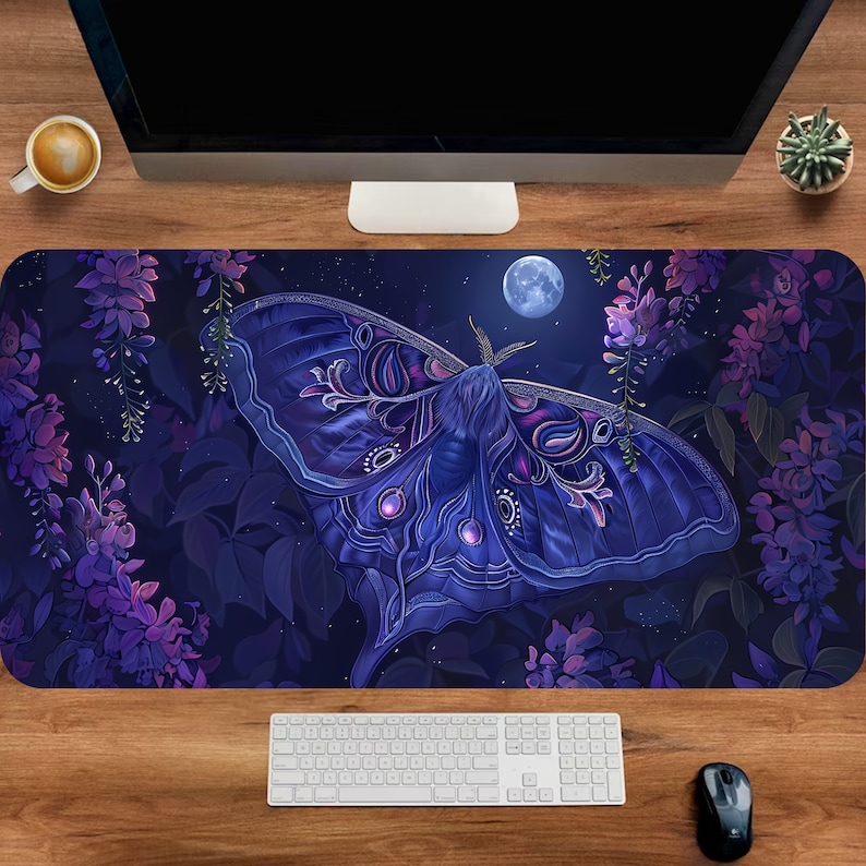 Desk Setup With Plants - Moth Desk Mat, Cute Gaming Mousepad,large