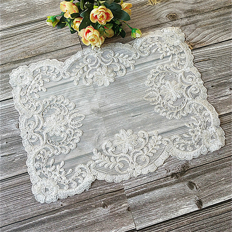Desk Setup Wallpaper - European Classical White Lace Embroidered Rectangular