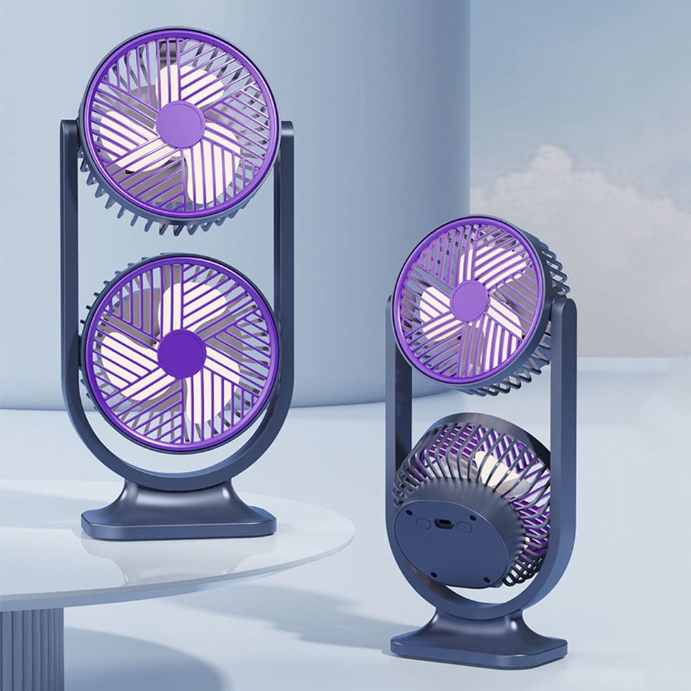 Desk Setup Gear - 5 Gear Dual-Head Desktop Fan Night