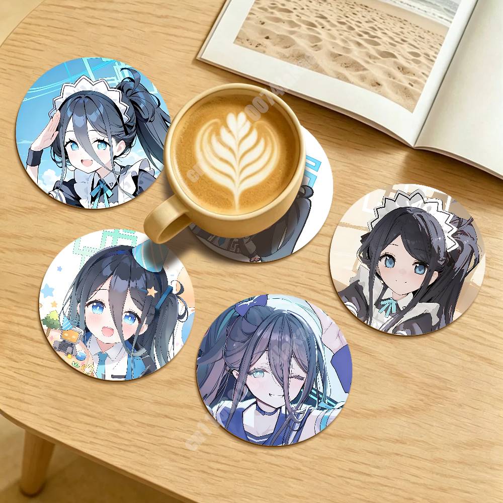 Desk Setup Blue - Blue Archive Tendou Aris Round Coaster