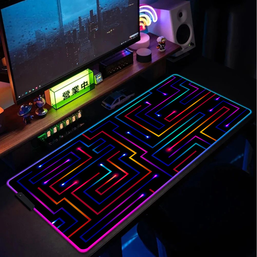 Desk Setup Gadgets - Xxl Mouse Pad 900x400 Neon Circuit