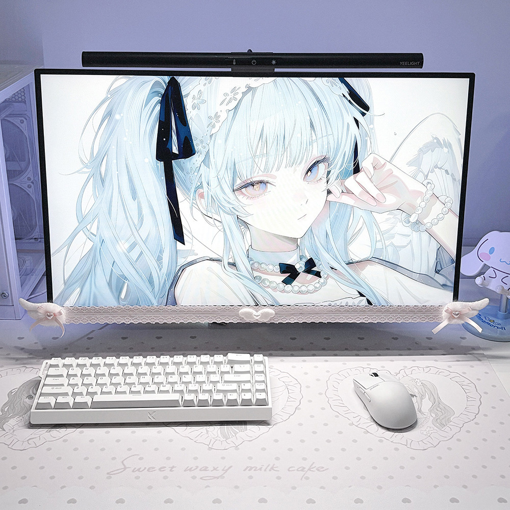 New Screen Decor White Lace Mo - Setup Desk Monitor ulasan dan harga