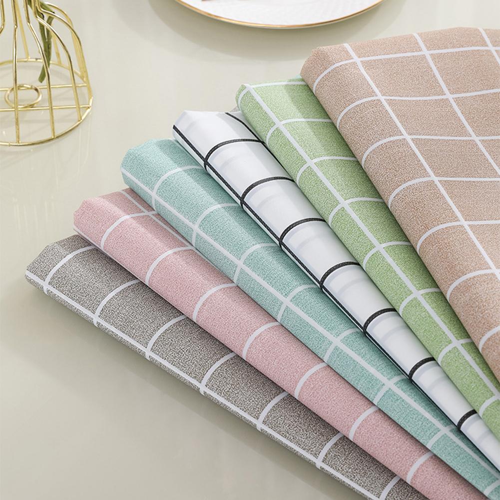 Nordic Style Grid Printed Hous - Desk Setup Wallpaper ulasan dan harga