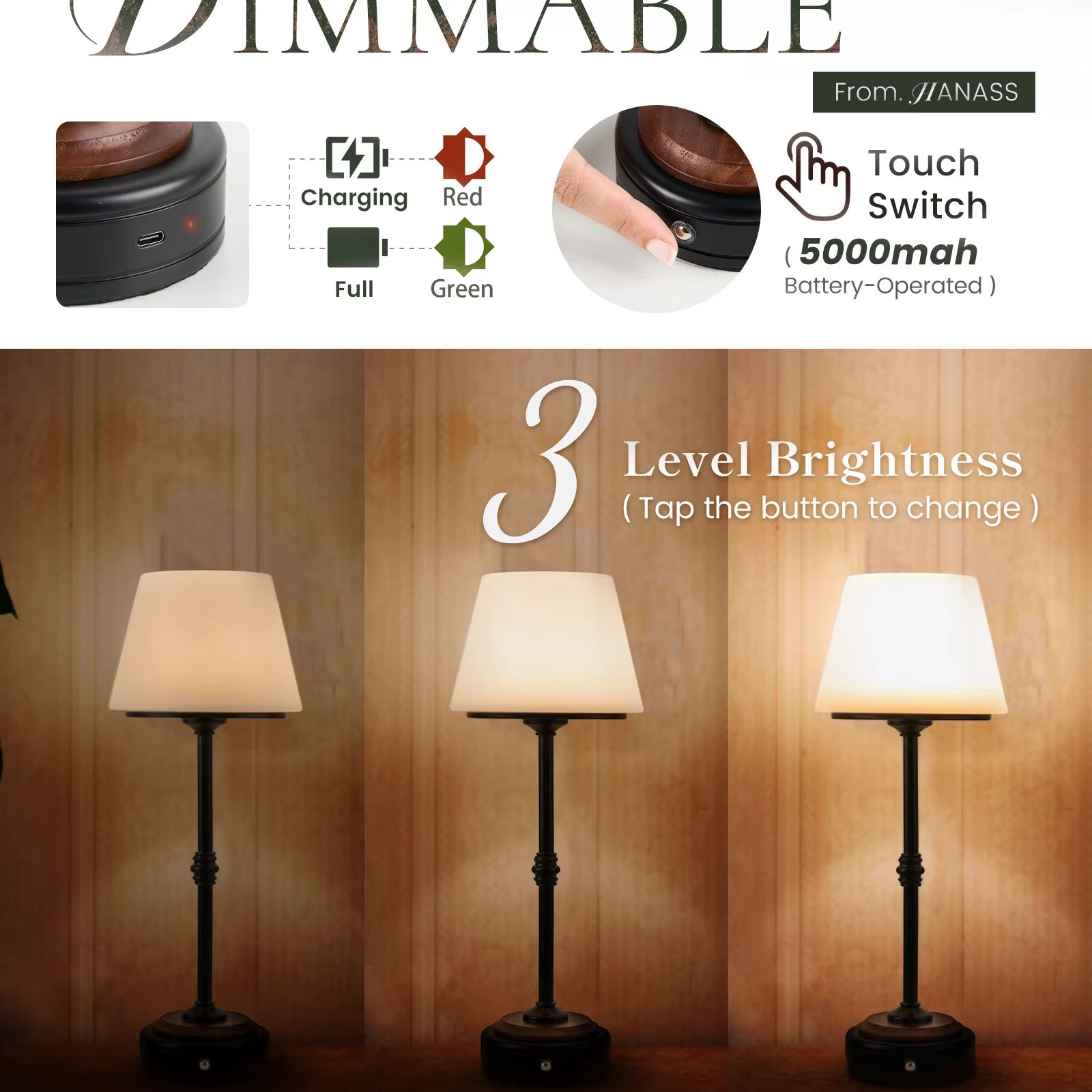 Cordless Table Lamps Set of  5 - Desk Setup Lighting ulasan dan harga