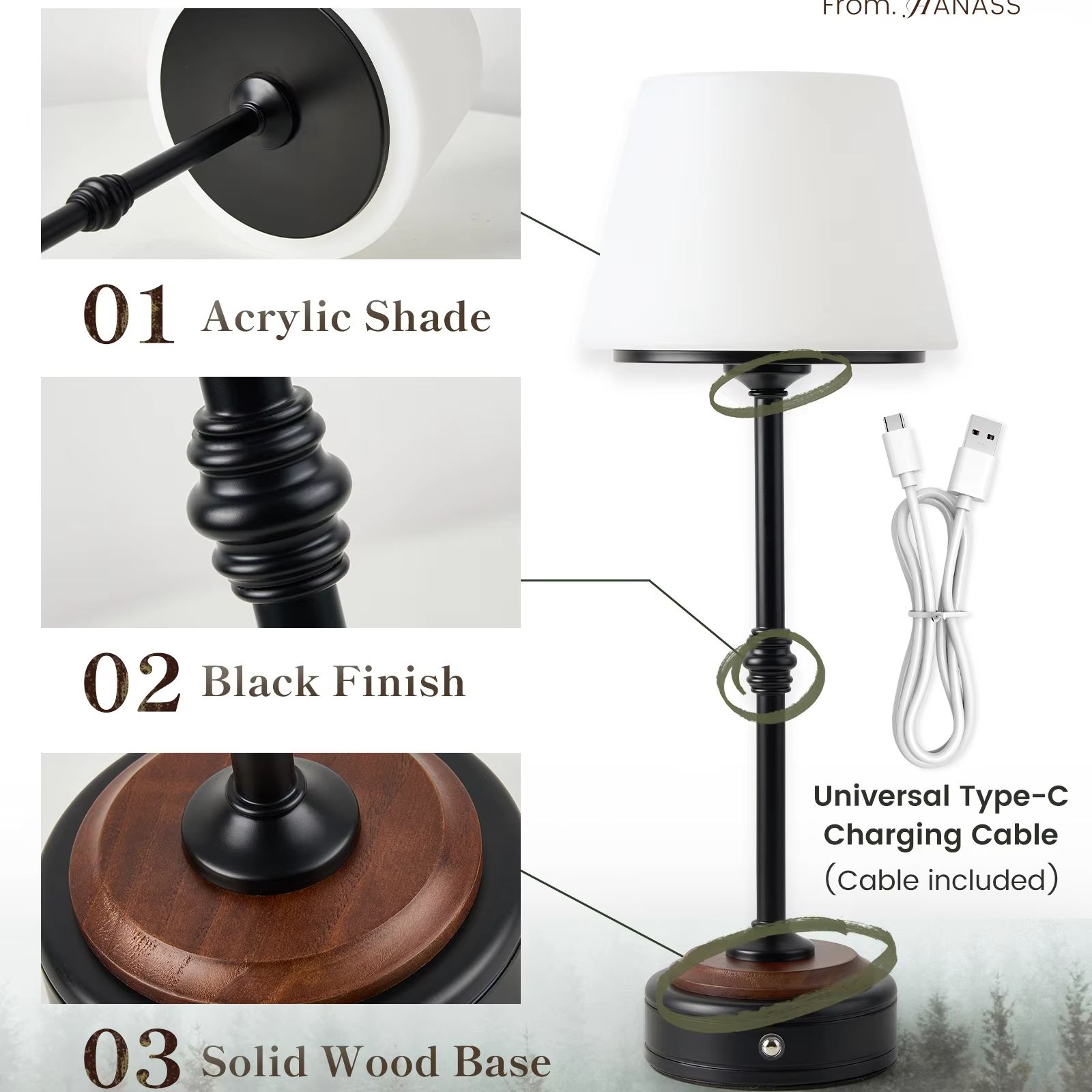 Cordless Table Lamps Set of  5 - Desk Setup Lighting ulasan dan harga