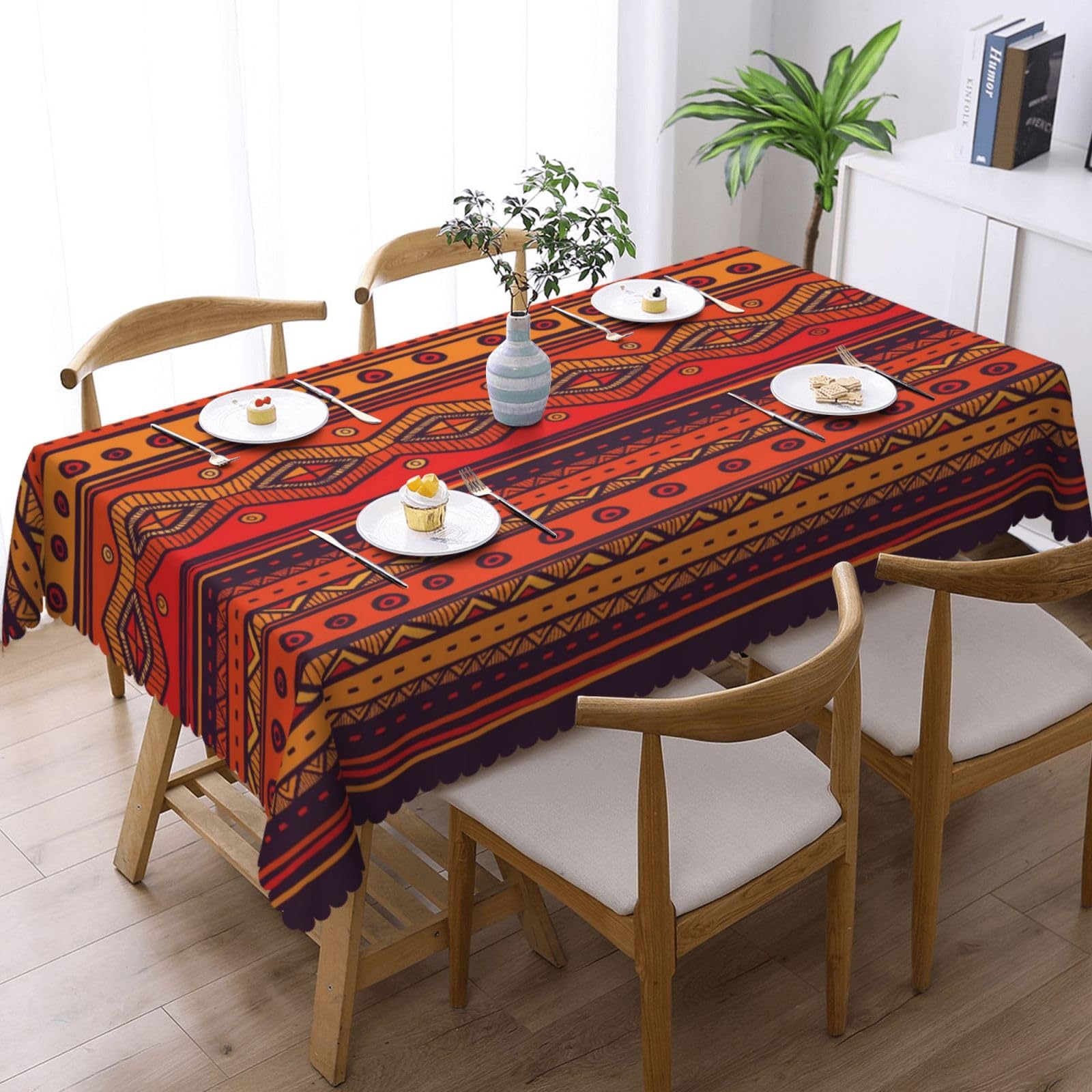Ethnic Tablecloth Orange Abstr - Desk Setup Wallpaper ulasan dan harga