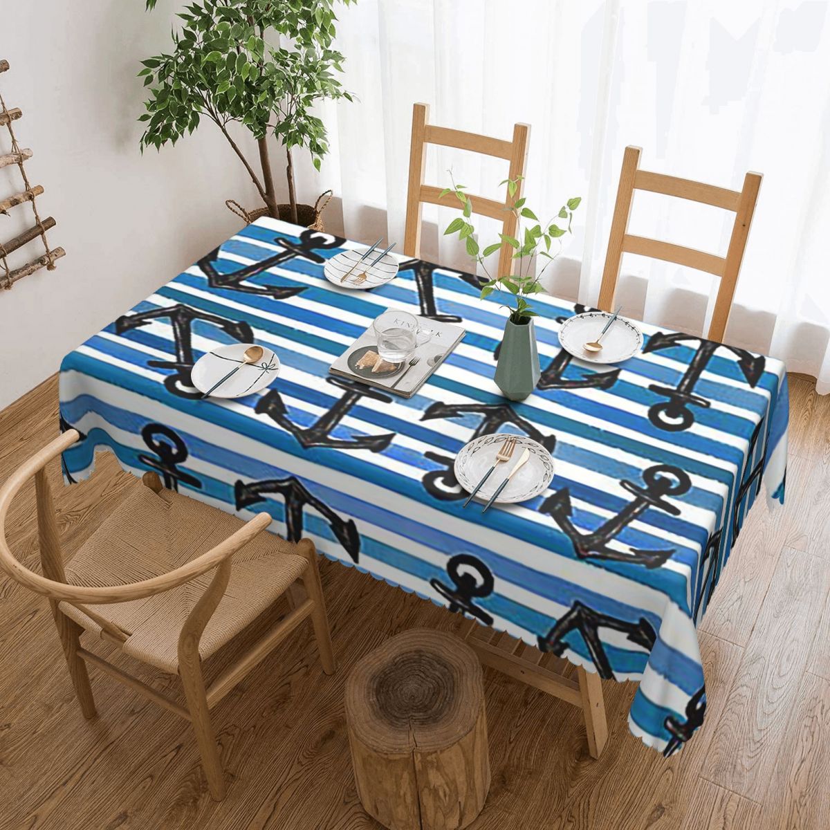 Nautical Blue Anchors Rectangu - Desk Setup Wallpaper ulasan dan harga