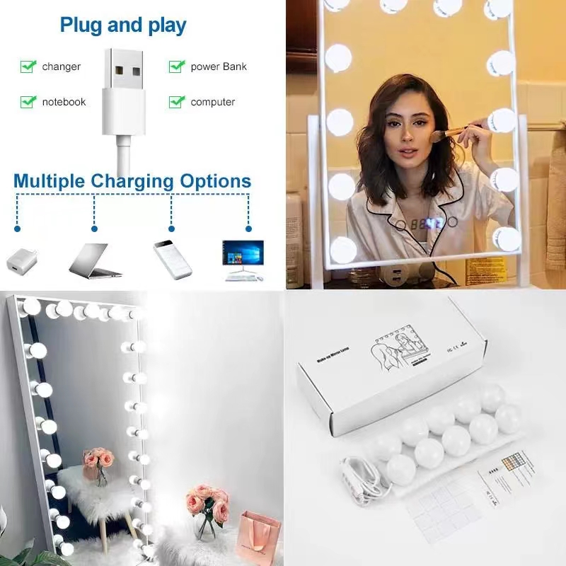 LED Light Paste Mirror Makeup  - Desk Setup Lighting ulasan dan harga