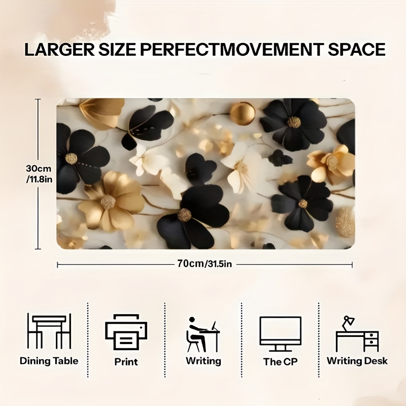 Black and Gold Floral Large De - Desk Setup Gaming And Work ulasan dan harga
