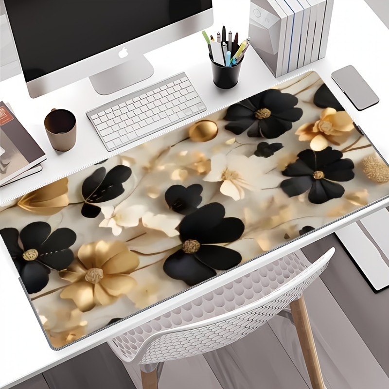 Black and Gold Floral Large De - Desk Setup Gaming And Work ulasan dan harga