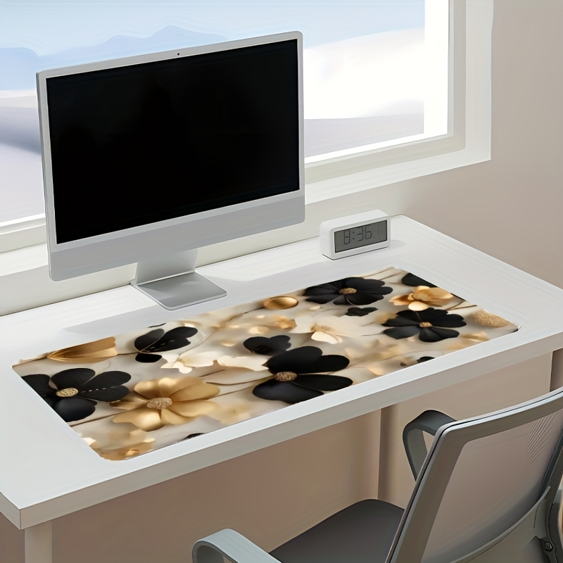 Black and Gold Floral Large De - Desk Setup Gaming And Work ulasan dan harga