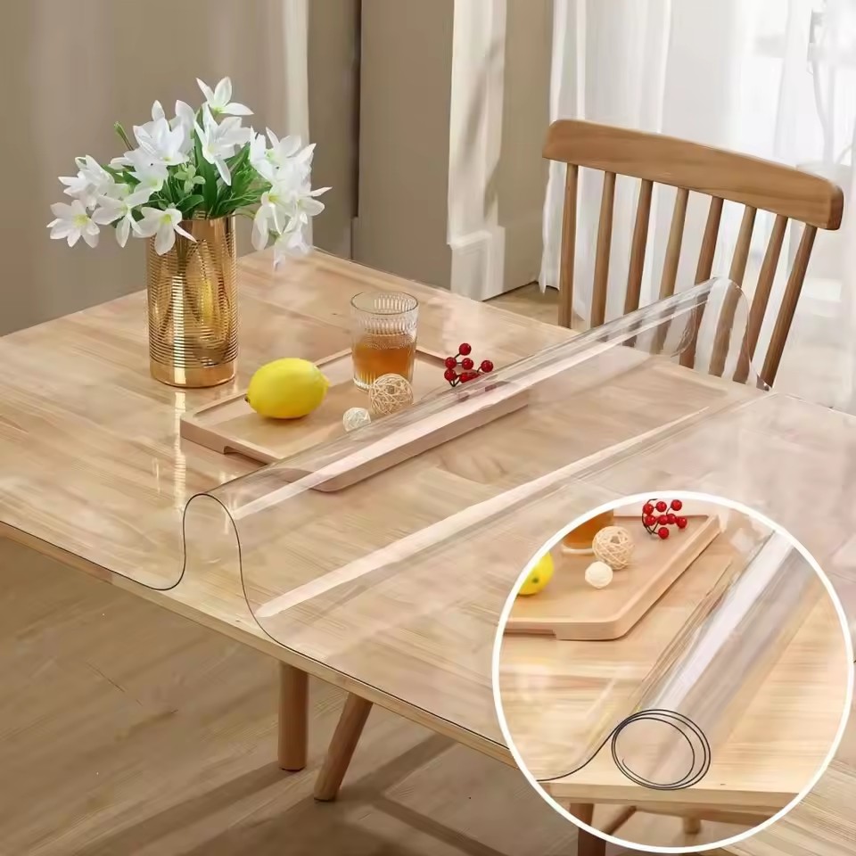 Soft Glass Tablecloth Transpar - Desk Setup Wallpaper ulasan dan harga