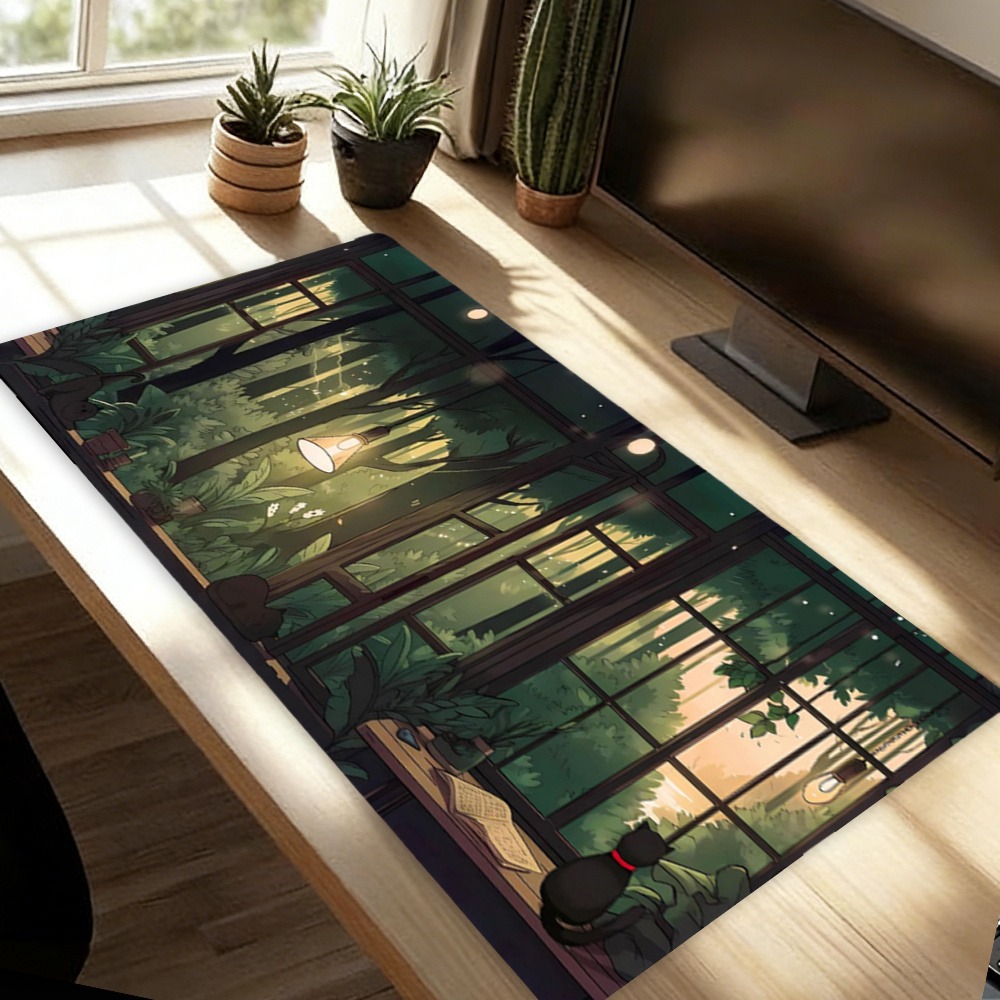 Cute Lofi Desk Mat - Green Pla - Desk Setup With Plants ulasan dan harga