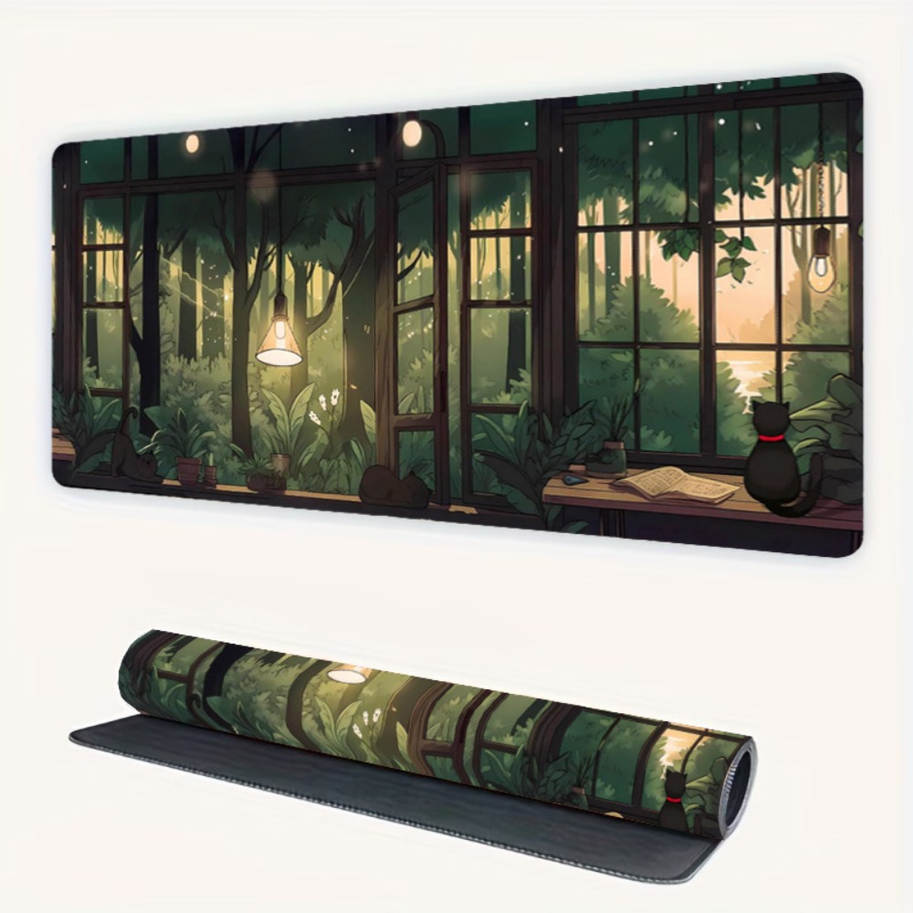 Cute Lofi Desk Mat - Green Pla - Desk Setup With Plants ulasan dan harga
