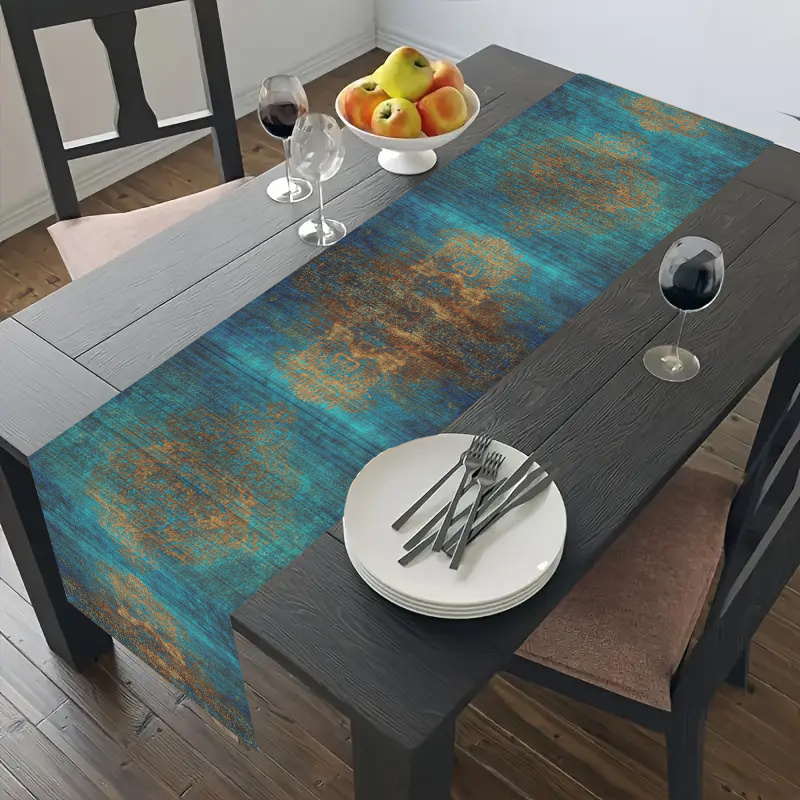 Dark Blue Retro Woven Table Ru - Desk Setup Dark ulasan dan harga