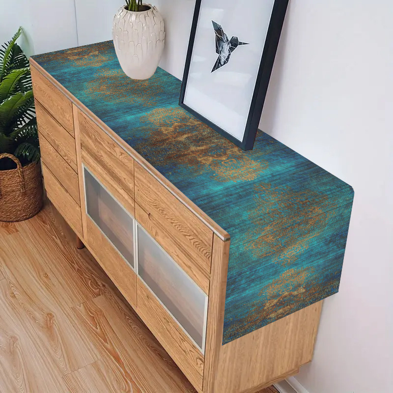 Dark Blue Retro Woven Table Ru - Desk Setup Dark ulasan dan harga