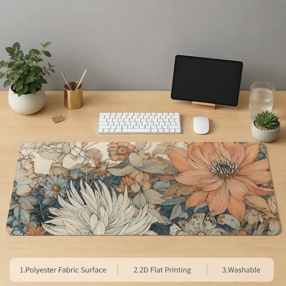 Retro floral table mat, featur - Desk Setup With Plants ulasan dan harga
