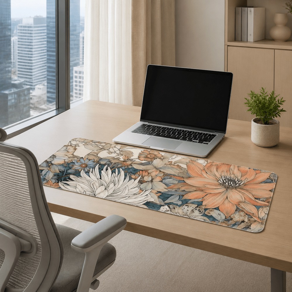 Retro floral table mat, featur - Desk Setup With Plants ulasan dan harga