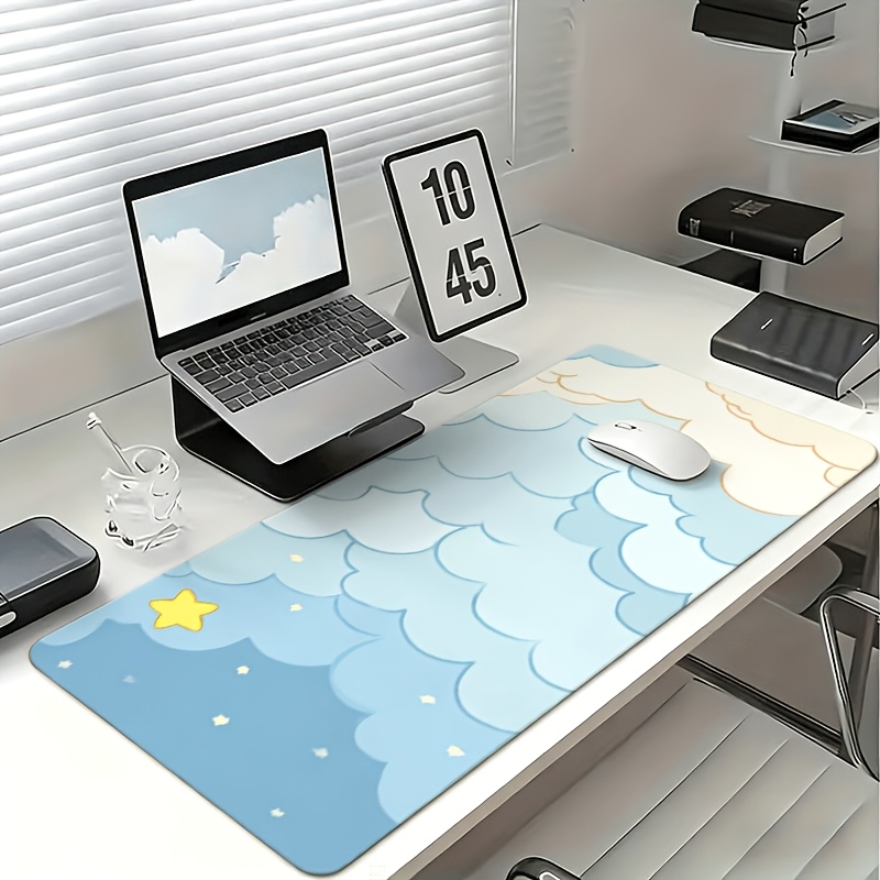 Soft Blue Cloud & Gold Star Mo - Desk Setup Blue ulasan dan harga