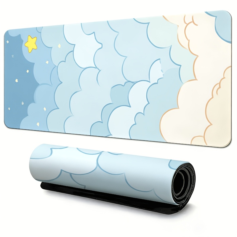 Soft Blue Cloud & Gold Star Mo - Desk Setup Blue ulasan dan harga