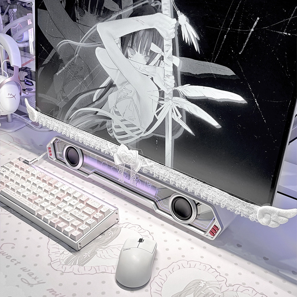 Cute White Lace Monitor Decora - Setup Desk Monitor ulasan dan harga