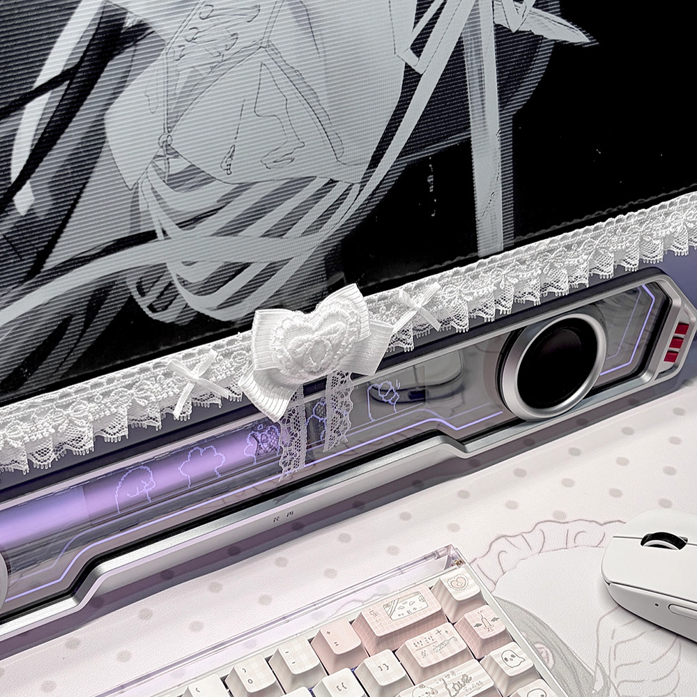 Cute White Lace Monitor Decora - Setup Desk Monitor ulasan dan harga