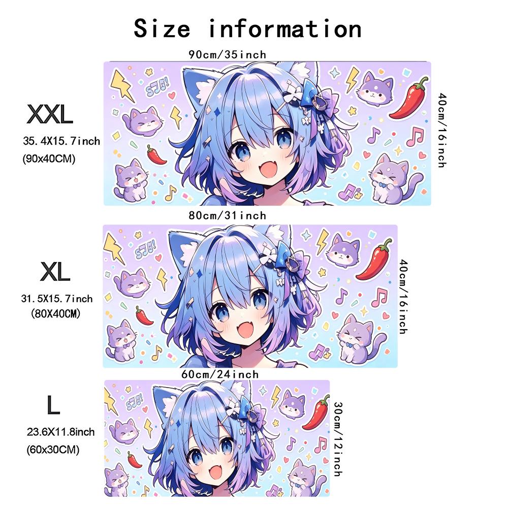 Kawaii Neko Anime Girl Large E - Desk Setup Blue ulasan dan harga