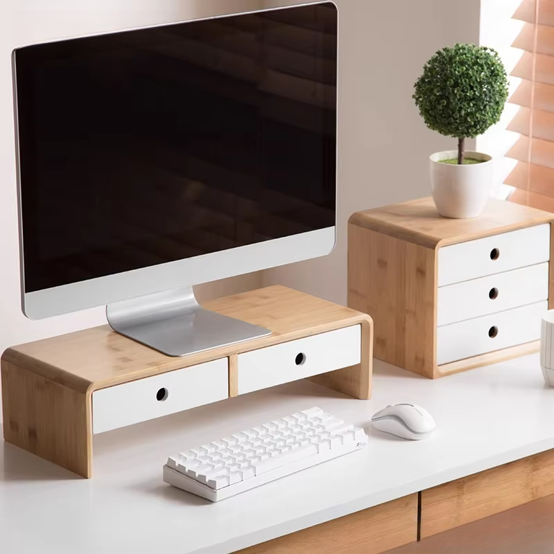 Bamboo Laptop Monitor Riser Ec - Setup Desk Monitor ulasan dan harga