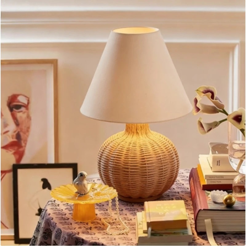 Wabi-sabi Vintage Rattan Table - Desk Setup Wallpaper ulasan dan harga