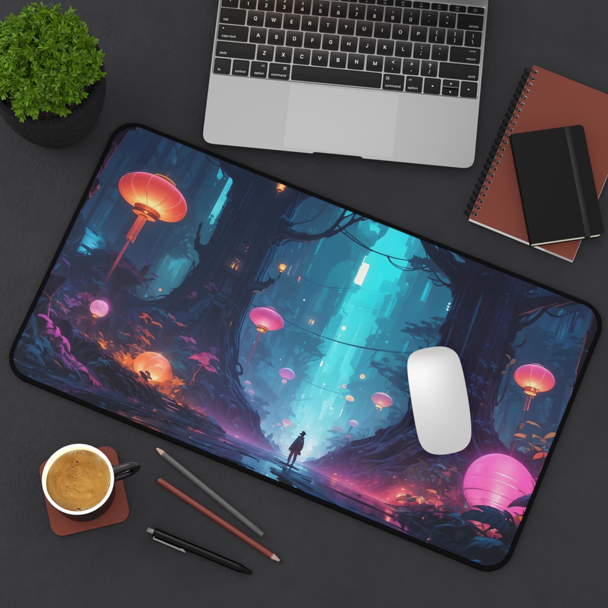 Mushroom Forest Desk Pad， Plan - Desk Setup With Plants ulasan dan harga