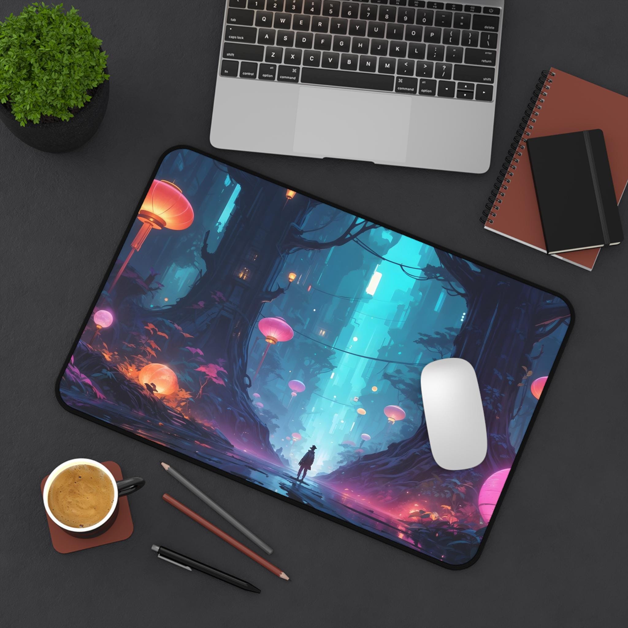 Mushroom Forest Desk Pad， Plan - Desk Setup With Plants ulasan dan harga